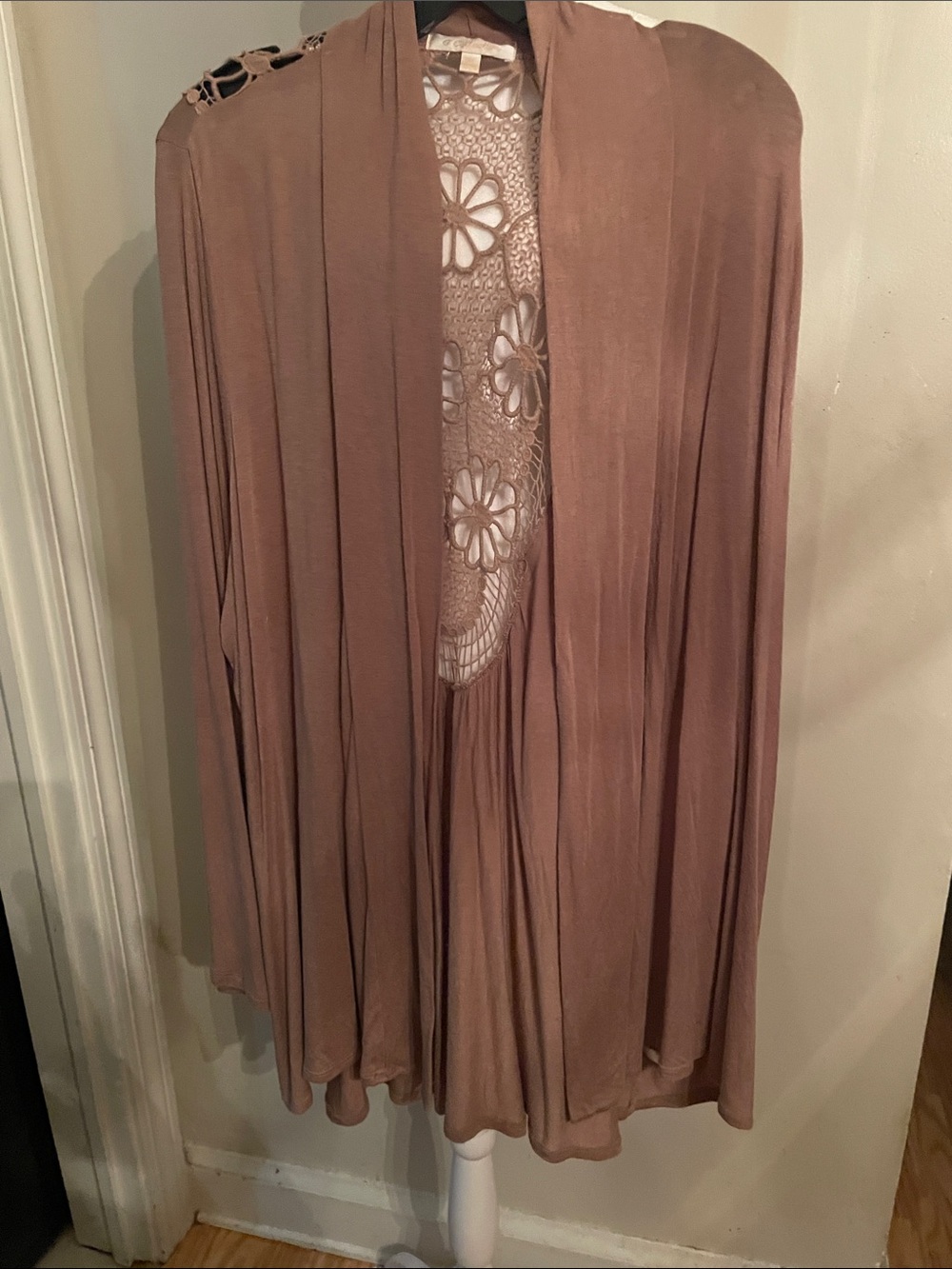 Womens Brown Crochet-Back Flowy
